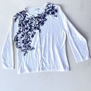 Garnet Hill 100% Merino wool sweater romantic chic luxury cream size L